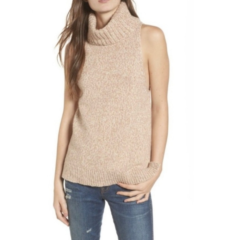 Madewell Merino Wool Blend Women's Sleeveless Turtleneck Knit Boho Sweater Large